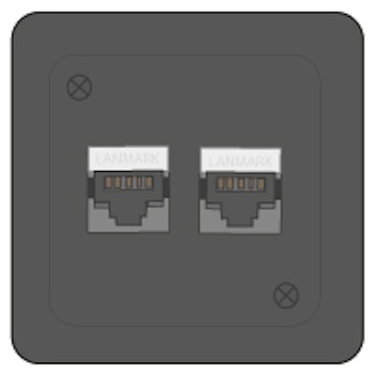 Data-tunnel 3, 2 x RJ45 Cat. 6A shielded, coupler, mounted in replaceable blank Data-tunnel 3, 2 x RJ45 Cat. 6A shielded, coupler, mounted in replaceable blank