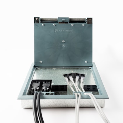 Floor Box PD Opened Front View with Cable Floor Box PD Opened Front View with Cable